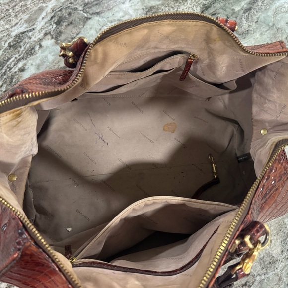 Brahmin Chestnut Croc-Embossed Shoulder Bag with Gold Medallion - Picture 5 of 6